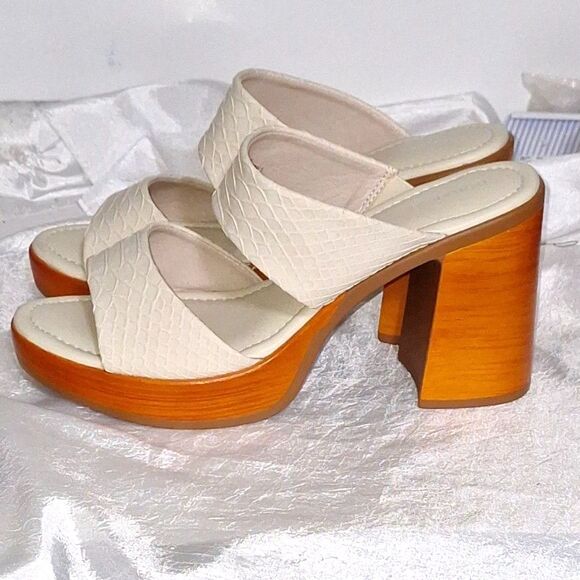 Maurices Slide On Sandal Chunky Heel Platform Open Toe Wedding Summer Size 11 - Picture 6 of 10